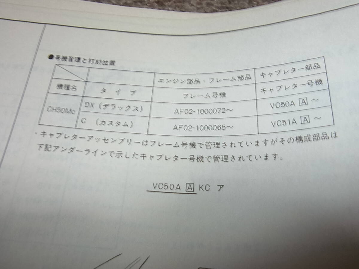 O* Honda Spacy 50 CH50M AF02 список запасных частей 1 версия 