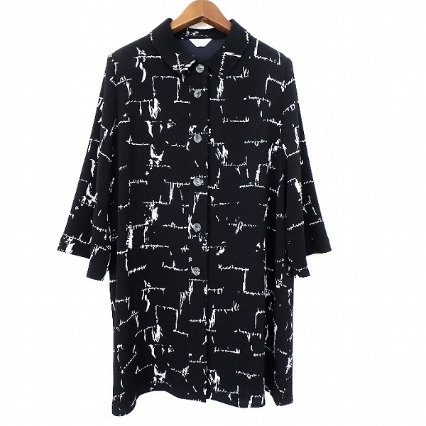 #anc 三年坂 CASUAL チュニック M 黒 白 ちりめん 総柄 レディース [897511]