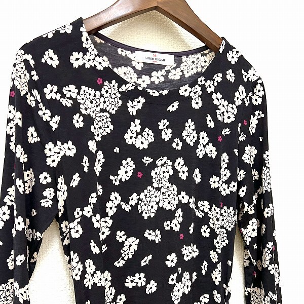 #anc ギャラリービスコンティ GALLERYVISCONTI ワンピース 2 黒系 ベージュ 紫 花柄 ベルト紐付き 七分袖 レディース [899586]_画像3