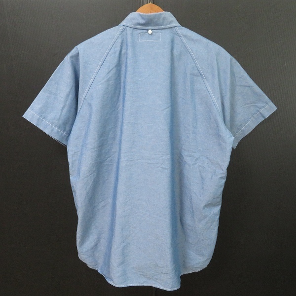 #snc セプティズ SEPTIS 半袖シャツ LARGE 青系 丸襟 ボタンダウン デニム風(fēng) 日本制 メンズ [903780]