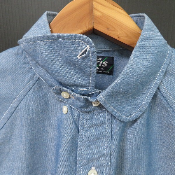 #snc セプティズ SEPTIS 半袖シャツ LARGE 青系 丸襟 ボタンダウン デニム風(fēng) 日本制 メンズ [903780]