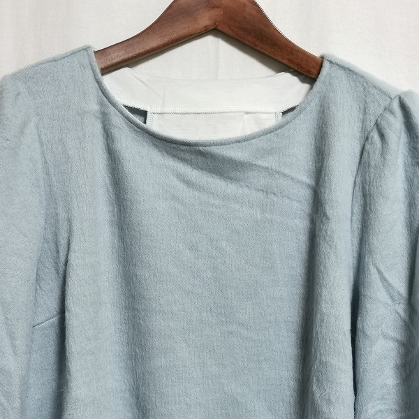 #wnc ギャラリービスコンティ GALLERYVISCONTI カットソー 長袖 ニット レース リボンモチーフ 2 水色 美品 レディース [899767]_画像3