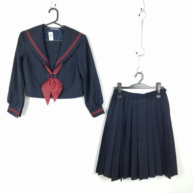 1円 セーラー服 スカート スカーフ 上下3点セット 冬物 赤2本線 1円 セーラー服 スカート スカーフ 上下3点セット 冬物 赤2本線