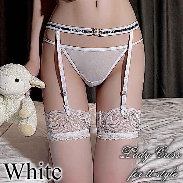 ガーターベルト ランジェリー セクシー 過激下着 レディース ショーツ付 インナー シースルー かわいい フリーサイズの画像1