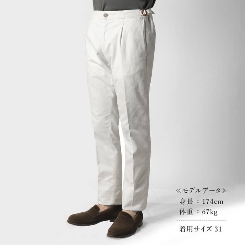 ◆【RICHARD J. BROWN(リチャードジェイブラウン)/コットンストレッチ1プリーツサイドアジャスターパンツ(MANILA/T232)】[rjb2370012-36]