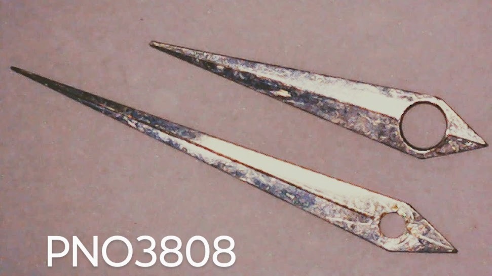 (■1)時計クラシックパーツ 針/ケン/HANDS 銀色　約(10㎜＋15㎜)　二本セット PNO3808_画像5