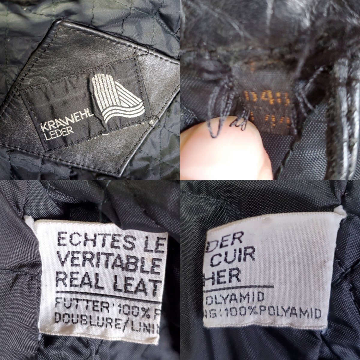 935◆【size48？】KRAWEHL LEDER バイクウエア レーシングジャケット 上のみ 赤×白×黒 レザー 本革 中古 USED 古着 ダブルライダース