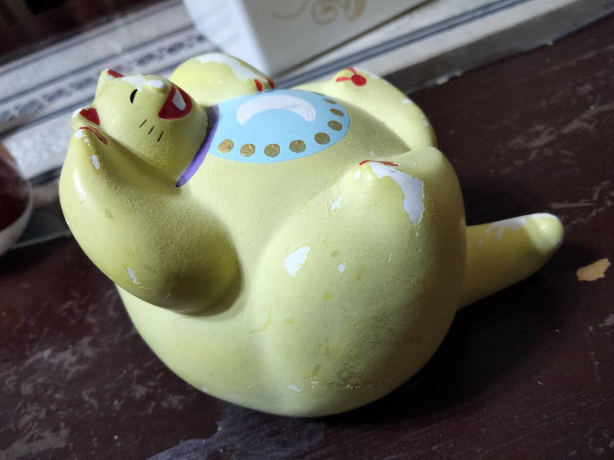 輪葉葉工房 月猫 招き猫 黄色 置物 大分 由布院 湯布院 招福 輪葉葉工房 月猫 招き猫 黄色 置物 大分 由布院 湯布院 招福