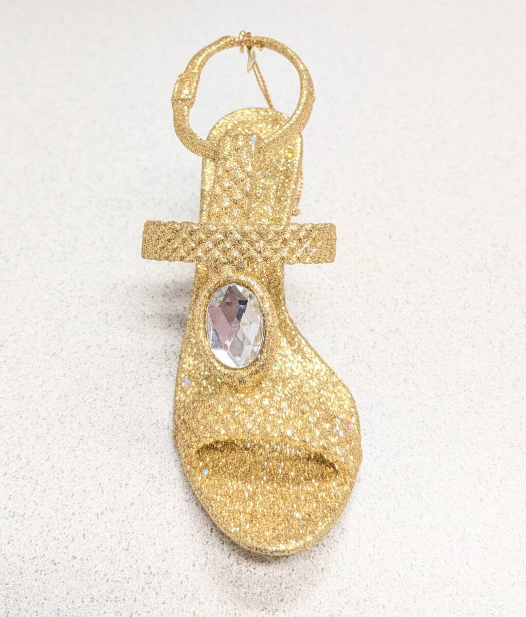 新品 未使用 超ゴージャス クリスマスオーナメント ゴールド 金 飾り付きハイヒール ラメ キラキラ かわいい 珍しい 金色コレクション