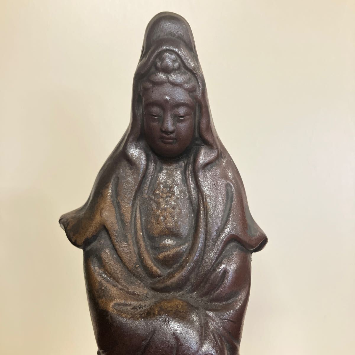 備前焼 観音 高さ28.5cm 仏像 縁起物 古美術 金属製 骨董 備前 備前焼 観音 高さ28.5cm 仏像 縁起物 古美術 金属製 骨董 備前