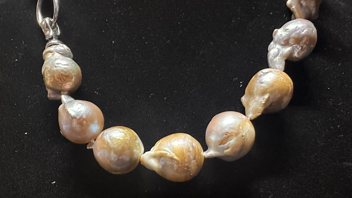 045 バロックパール ネックレス/マルチカラー 大粒 淡水パールネックレス 真珠 フォーマル 結婚式 卒業 入学 冠婚葬祭2cm _画像5