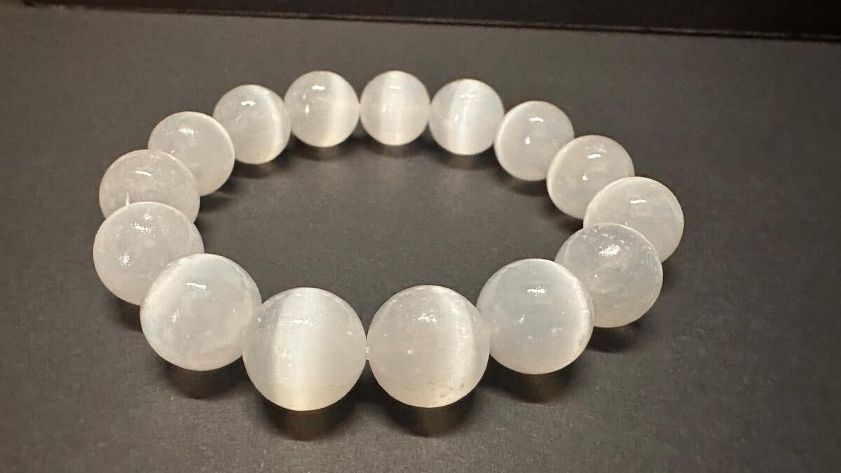 【代引き不可】 031セレナイト14mm シンプルブレスレット 健康アクセサリー