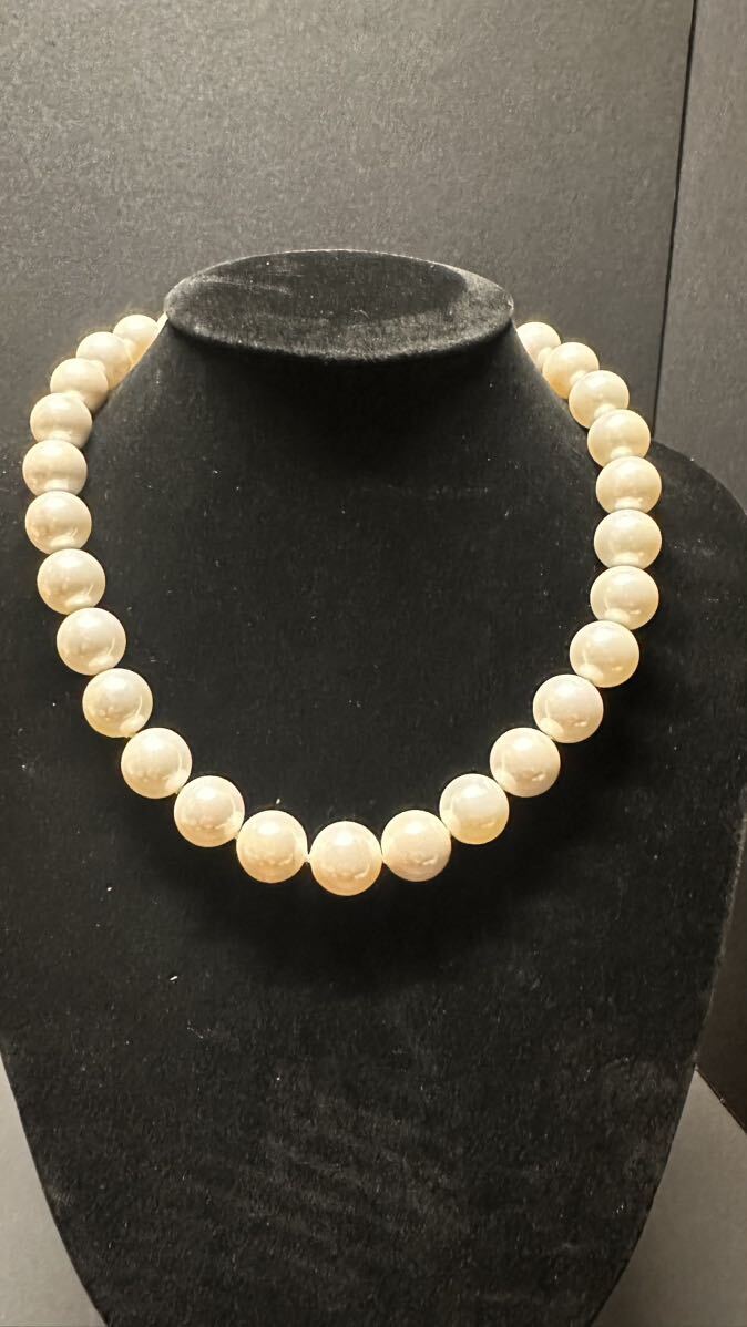 042 本真珠 ネックレス 1連ネックレス　真珠 ホワイト冠婚葬祭 アクセサリー　14mm