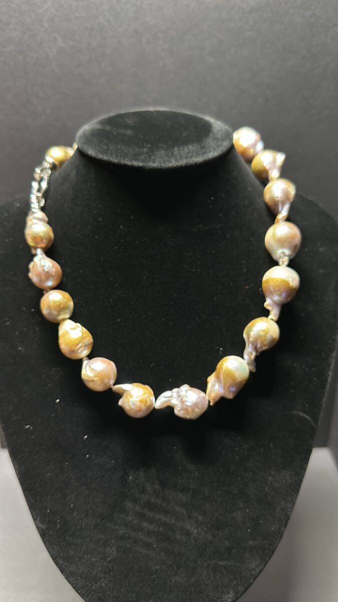 045 バロックパール ネックレス/マルチカラー 大粒 淡水パールネックレス 真珠 フォーマル 結婚式 卒業 入学 冠婚葬祭2cm _画像1
