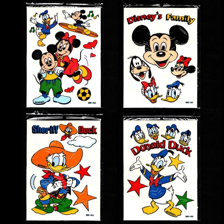 シール 窓用 ディズニー Disney ミッキーマウス ミニーマウス ドナルドダック デイジーダック グーフィー 未使用 未開封 4種 各1枚 計4枚