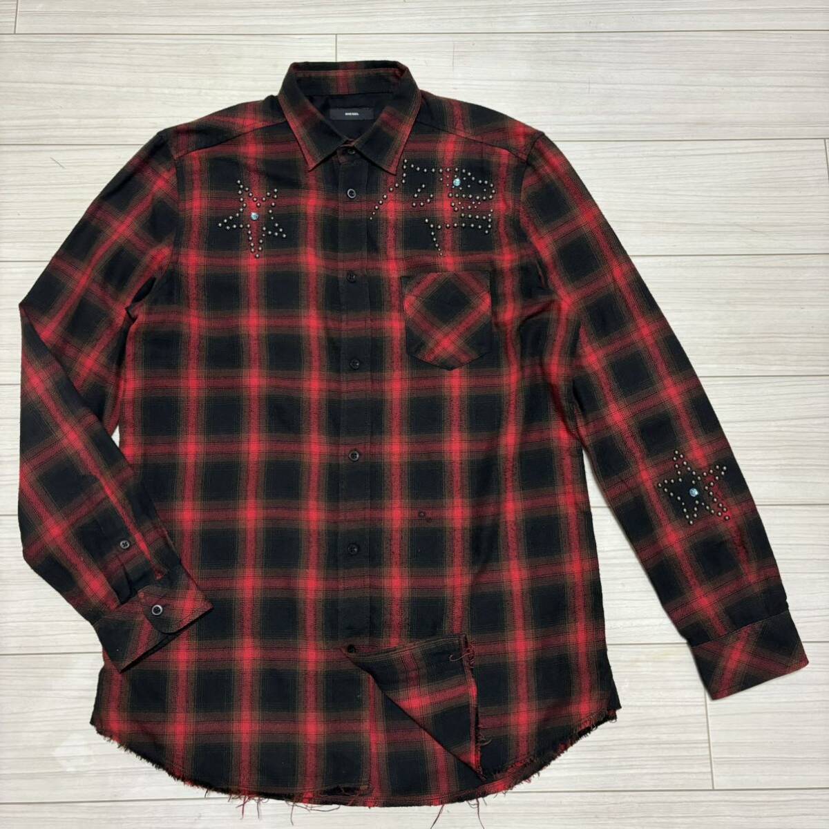 良品 DIESEL オンブレチェック スタッズ ラインストーン