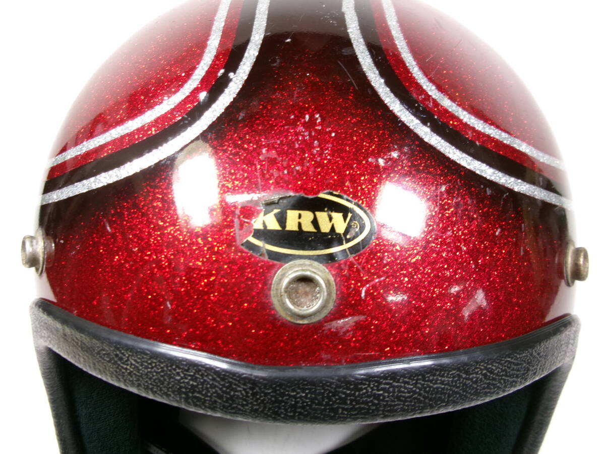 70s KRW ジェットヘルメット 目深加工済み M 赤ラメ ☆ 70年代 70s KRW ジェットヘルメット 目深加工済み M 赤ラメ ☆ 70年代