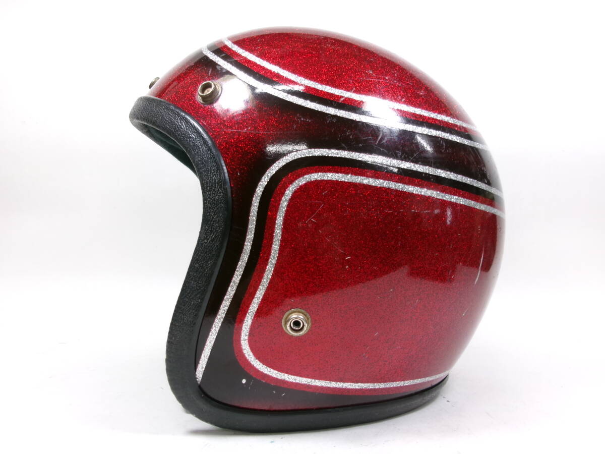 70s KRW ジェットヘルメット 目深加工済み M 赤ラメ ☆ 70年代 70s KRW ジェットヘルメット 目深加工済み M 赤ラメ ☆ 70年代