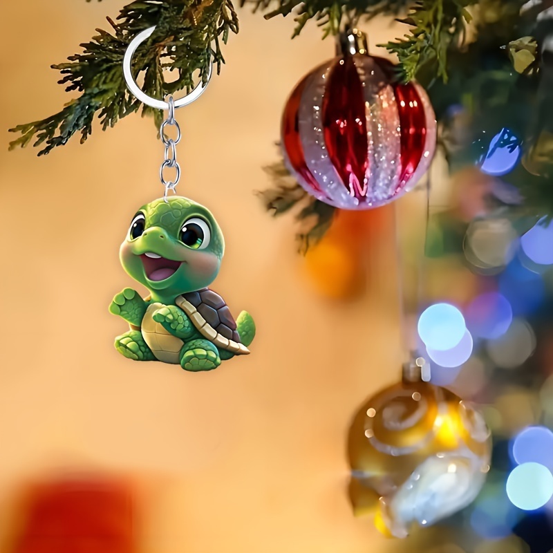 キーホルダー カメ かわいい タートル 2D アクリル 8cm カーアクセサリー 子どもの亀 バックミラー 鍵 インテリア キーチェーン かめ t1234