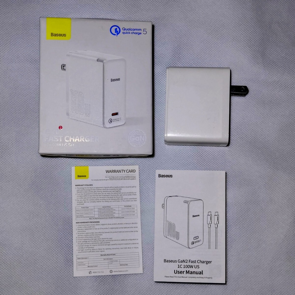 QC 5.0 Baseus 100W PD type-c 超小型 急速充電器 E-markIC搭載 QC 5.0 Baseus 100W PD type-c 超小型 急速充電器 E-markIC搭載
