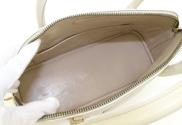  Royal is Innes 2WAY handbag ivory leather used shoulder bag diagonal .. shoulder .. Gold metal fittings lady's 