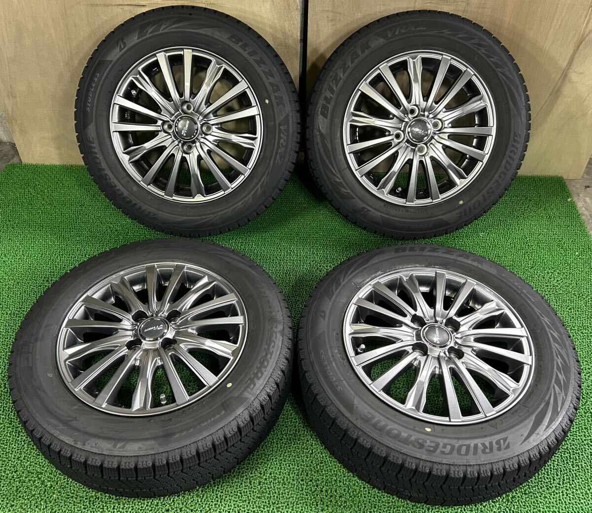 175/65R14 BRIDGESTONE BLIZZAK VRX2 14x5，5J 社外アルミホイール ET42 4H/100 [2021年] 4本セット！