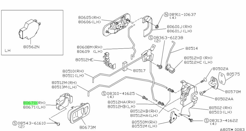 * новый товар Nissan A31 Cefiro оригинальный задняя дверь внутренний руль ASSY внутренняя рукоятка левый и правый в комплекте * Door inside handle assembly RH LH
