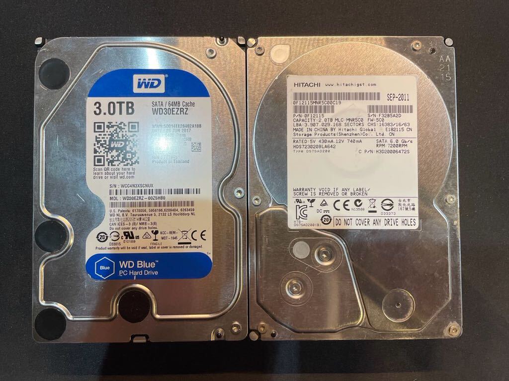 WD30EZRZ 3TB ウエスタンデジタル SATA HDD ジャンク　HITACHI製　2TBHDD セット　合計5TB