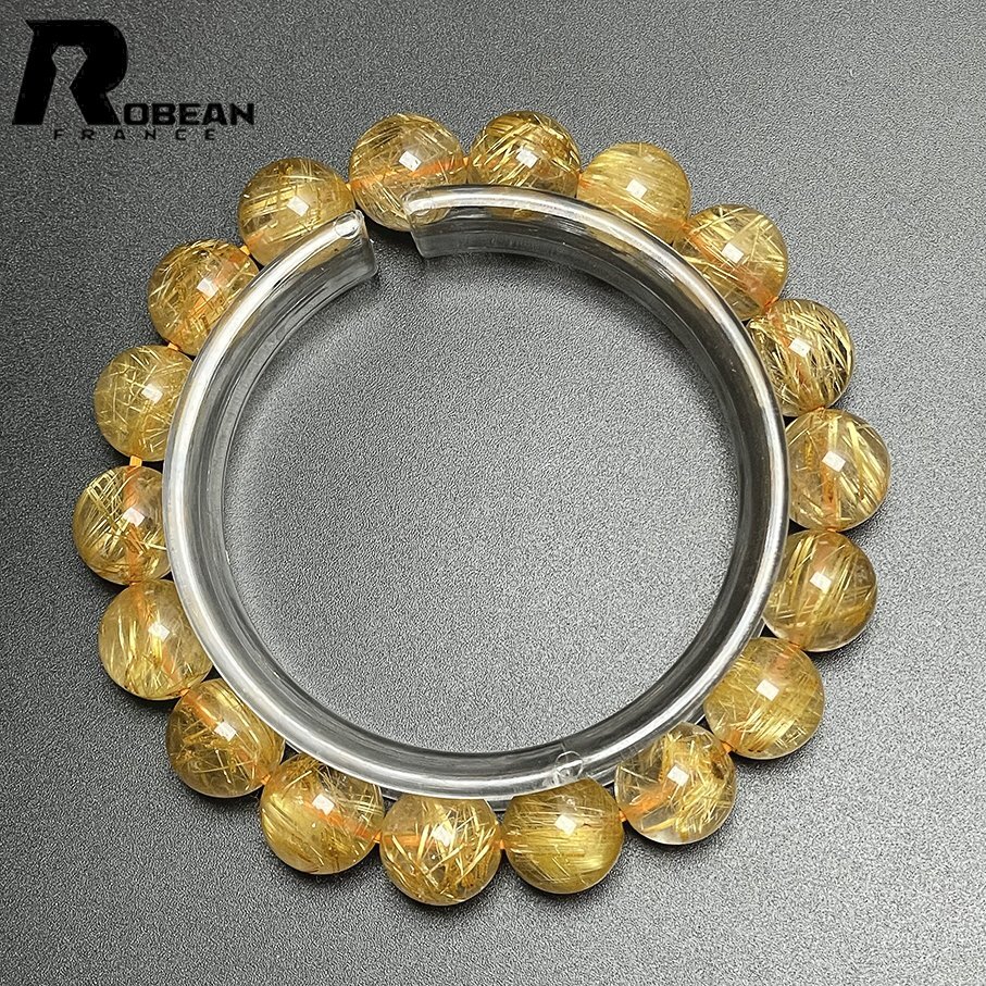 高級 EU製 定価18万円★ROBEAN・極!極満針ルチルクォーツ★ブレスレット パワーストーン 天然石 綺麗 金運 お守り 11.4-11.9mm ML729259
