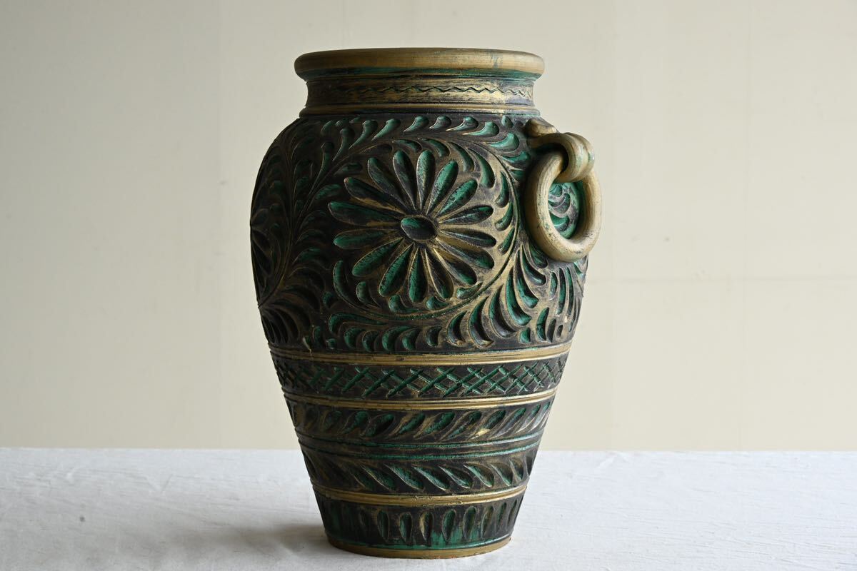 骨董品】花瓶 陶器 花入 インテリア 洋風 壺 傘立て レトロ 骨董品】花瓶 陶器 花入 インテリア 洋風 壺 傘立て レトロ