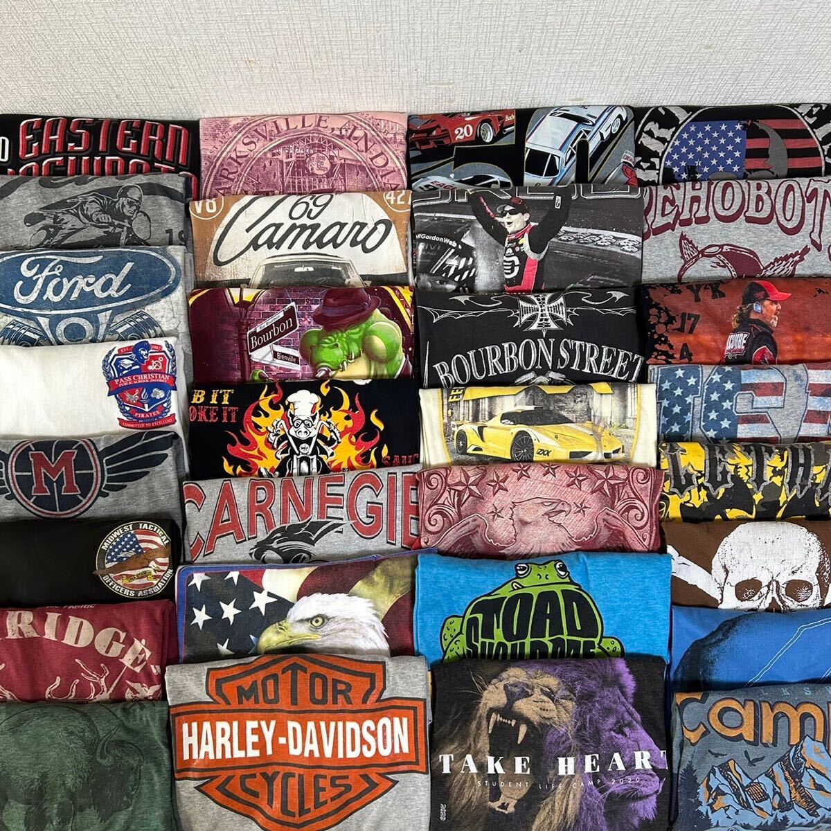 Tシャツ まとめ売り ハーレーダビッドソン レーシング スカル プリント 30枚 洗濯済み 古着 