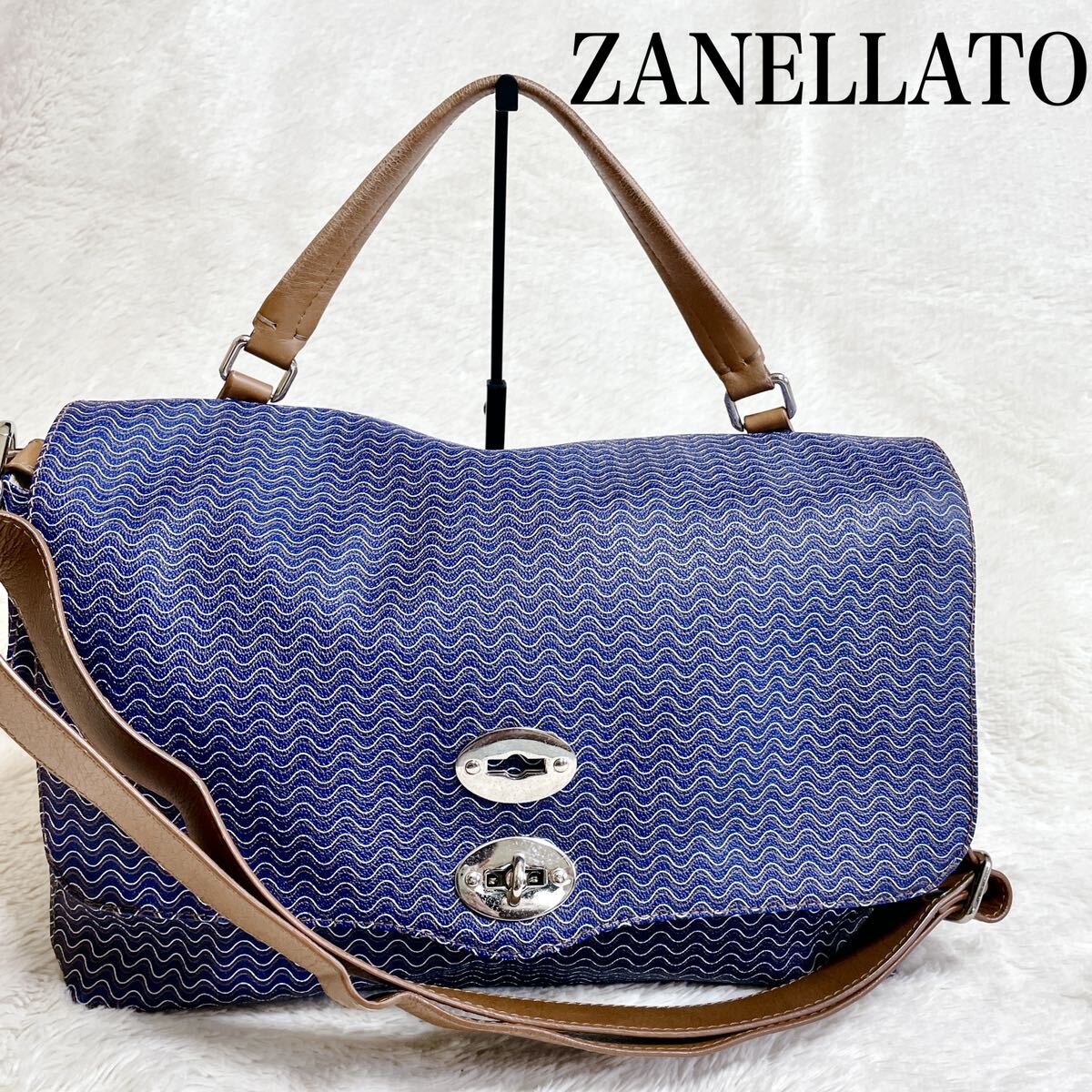 美品 ZANELLATO ザネラート 波模様 PVC 2way ショルダーバッグ 美品 ZANELLATO ザネラート 波模様 PVC 2way ショルダーバッグ
