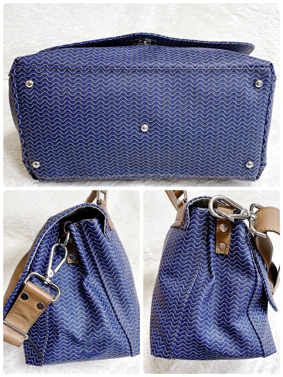 美品 ZANELLATO ザネラート 波模様 PVC 2way ショルダーバッグ 美品 ZANELLATO ザネラート 波模様 PVC 2way ショルダーバッグ