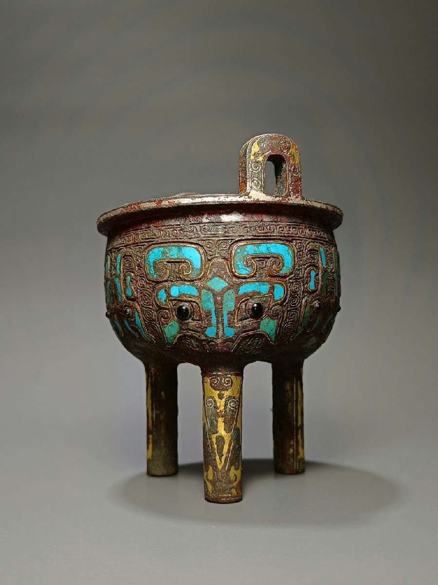 【美品】 1+DS6665「東洋美術」人間国宝 中国骨董 銅製品【彩色・金箔を施 その他