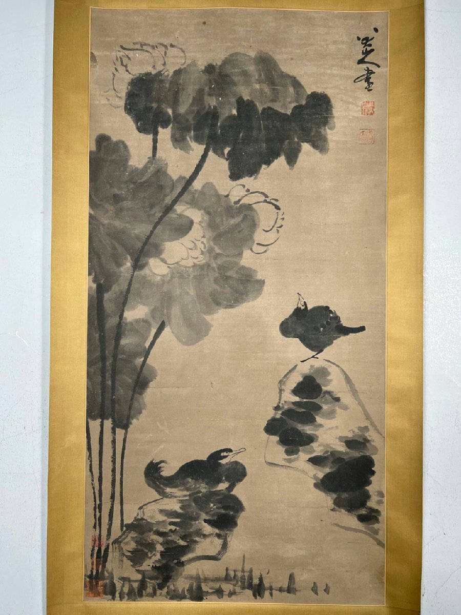 □観心・時代旧蔵□C005中国古書画 八大山人 花鳥図 掛け軸 書画 □観心・時代旧蔵□C005中国古書画 八大山人 花鳥図 掛け軸 書画