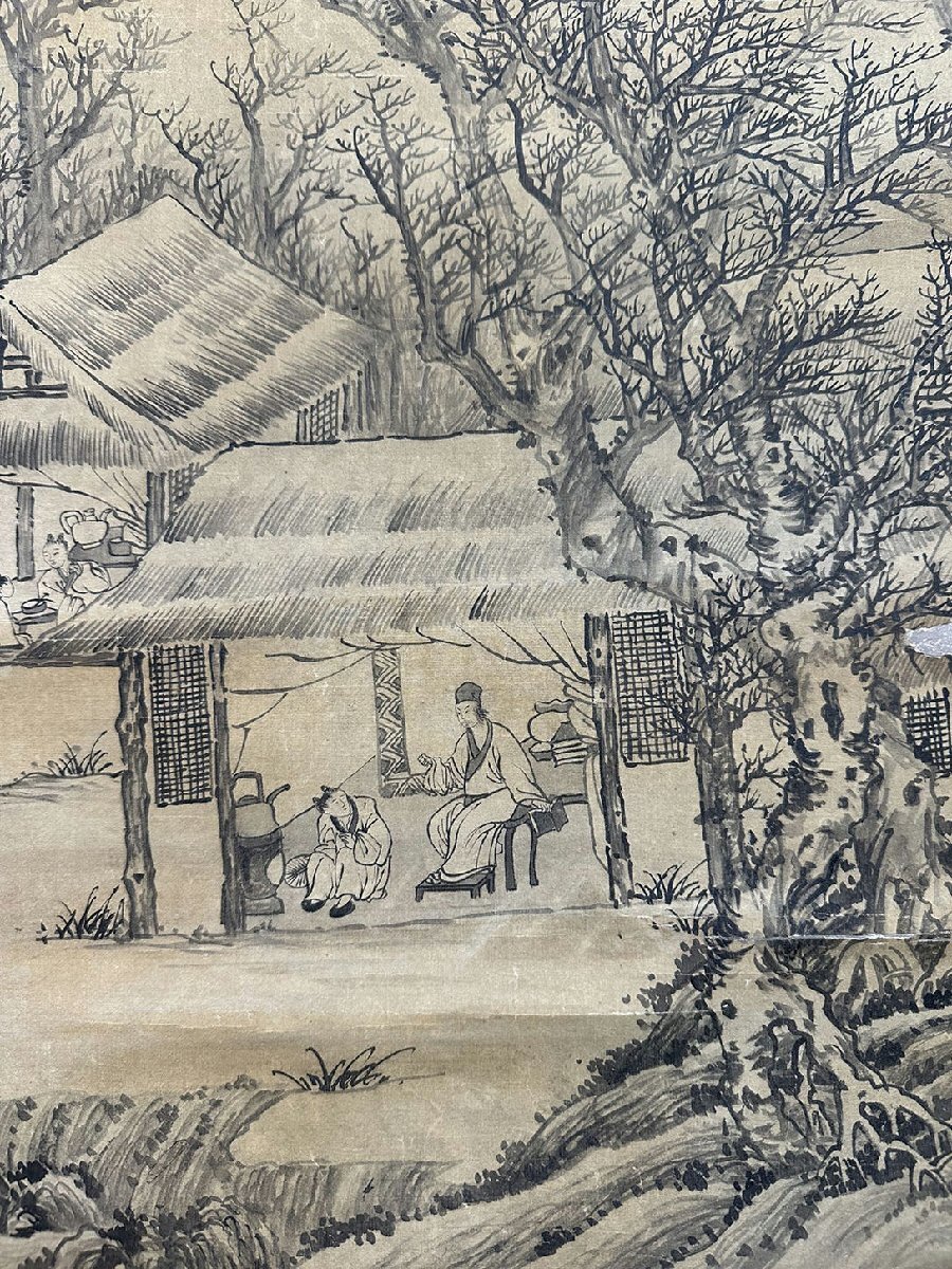 □観心 時代旧蔵□C476中国古書道 王蒙 山水 掛け軸 書画立軸 □観心 時代旧蔵□C476中国古書道 王蒙 山水 掛け軸 書画立軸