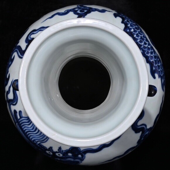 ▽鴻▽ 明 宣德年製款 青花 龍紋 雙耳瓶 古陶瓷品 置物 古賞物 ▽鴻▽ 明 宣德年製款 青花 龍紋 雙耳瓶 古陶瓷品 置物 古賞物