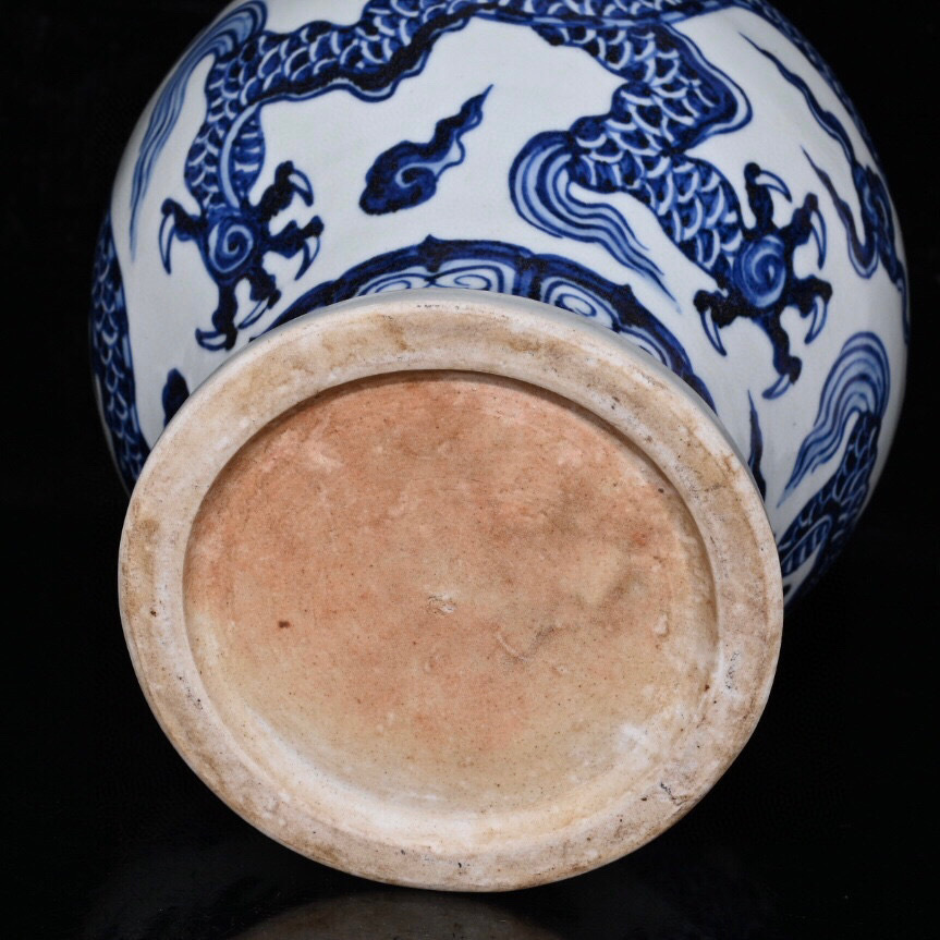 ▽鴻▽ 明 宣德年製款 青花 龍紋 雙耳瓶 古陶瓷品 置物 古賞物 ▽鴻▽ 明 宣德年製款 青花 龍紋 雙耳瓶 古陶瓷品 置物 古賞物