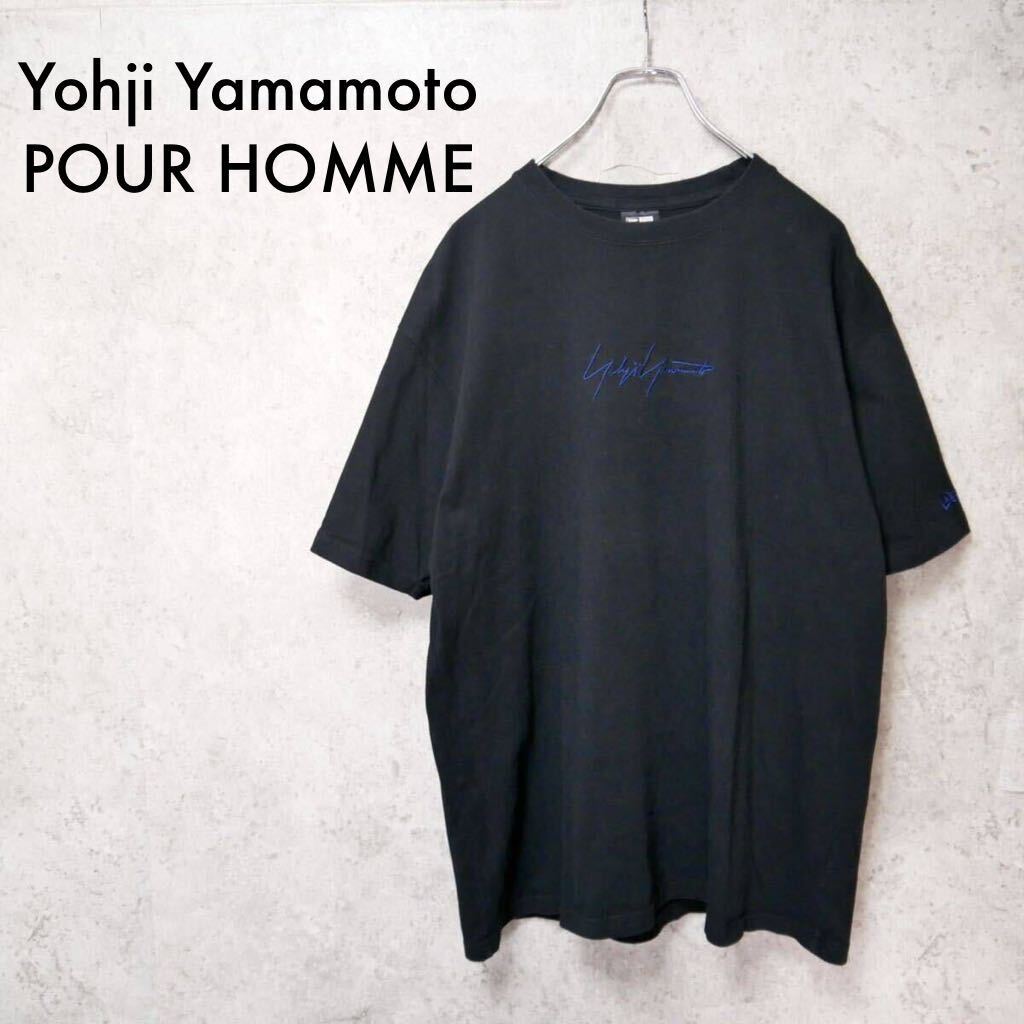 ★美品★XXLサイズ★ Yohji Yamamoto POUR HOMME ヨウジヤマモト×ニューエラ NEW ERA シグネチャー ロゴT ブラック 6サイズ