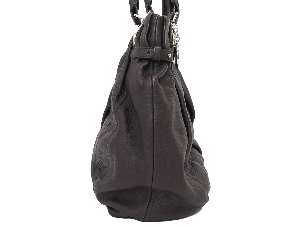 セリーヌ ピロー バッグ ダークブラウン レディース レザー ハンド ショルダー CELINE 中古