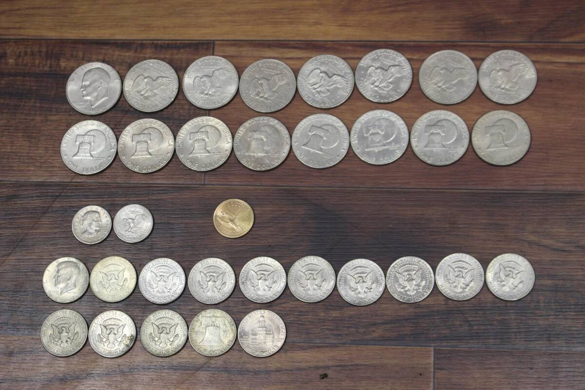 ★⑦【アメリカ硬貨】海外 コイン アメリカ ONE DOLLAR 1ドル 19枚 HALF DOLLAR 1/2ドル 15枚【Y408121】★
