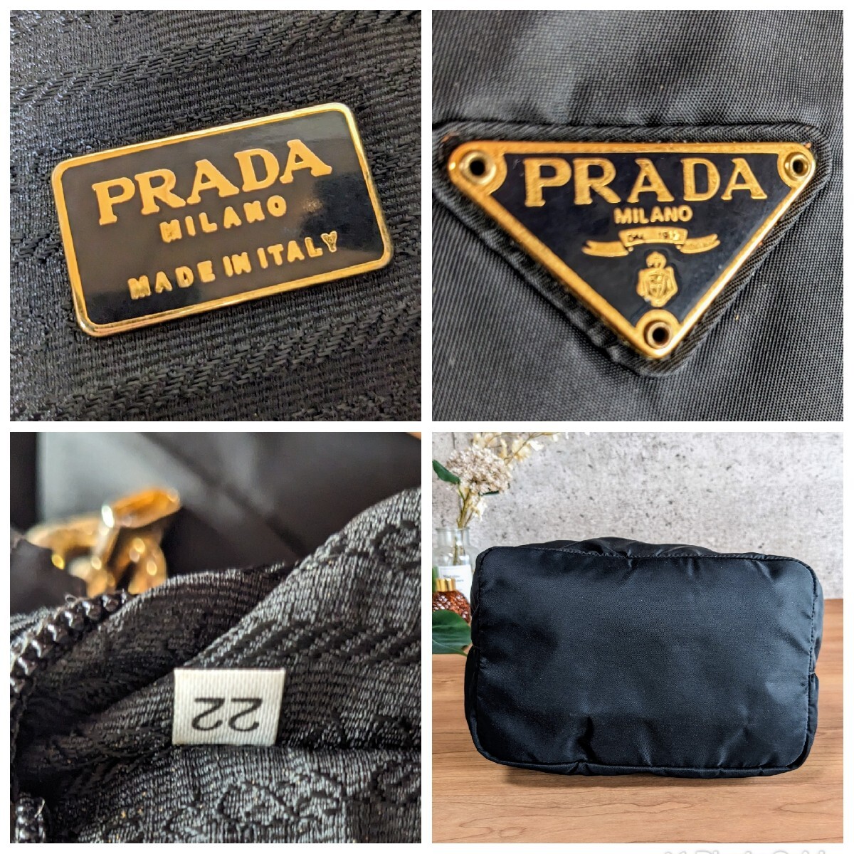美品 プラダ ヴィンテージ メタルハンドル チェーン ナイロン 美品 プラダ ヴィンテージ メタルハンドル チェーン ナイロン