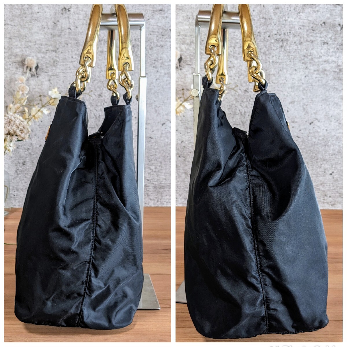 美品 プラダ ヴィンテージ メタルハンドル チェーン ナイロン 美品 プラダ ヴィンテージ メタルハンドル チェーン ナイロン