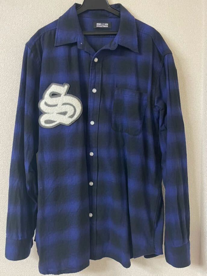 WIND AND SEA x GOD SELECTION XXX Ombre Praid Shirt 青黒 WIND AND SEA x GOD SELECTION XXX Ombre Praid Shirt 青黒