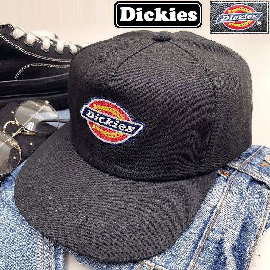 Dickies ブラック キャップ アウトドアキャンプ ゴルフ 野球帽子バイク トラックスポーツ春夏秋冬 ロゴ刺繍コットン ディッキーズ