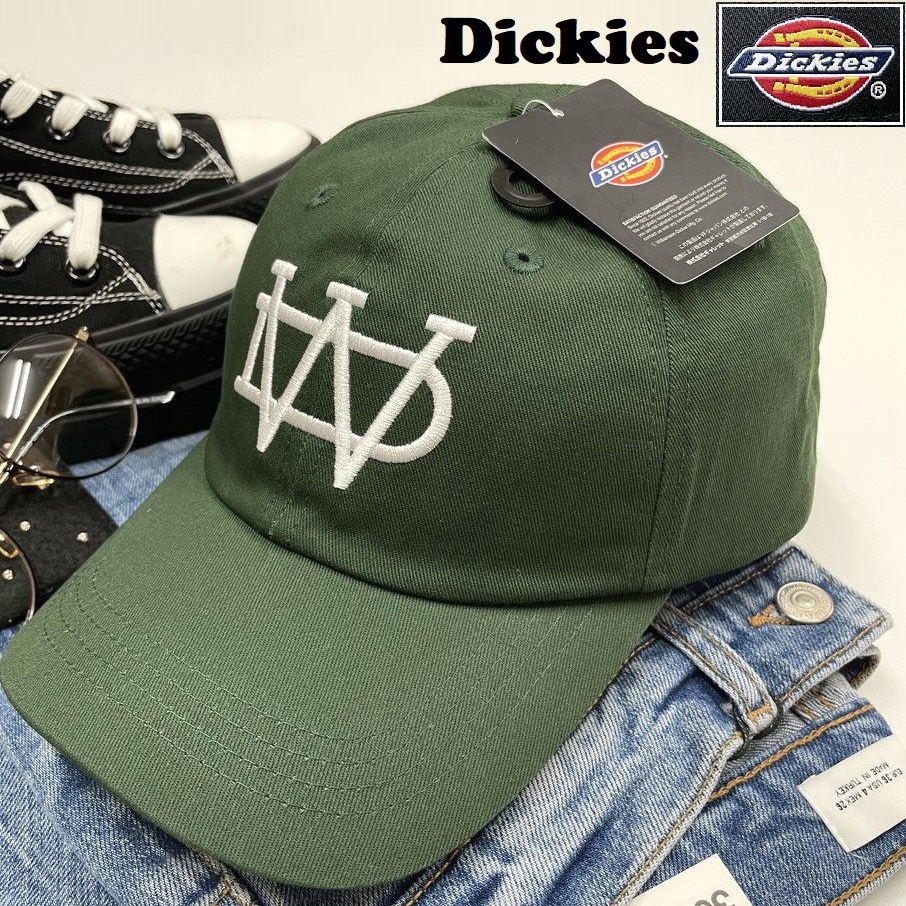 Dickies グリーン キャップ アウトドア キャンプ ゴルフ 野球帽子バイクトラックスポーツ ホワイトロゴ刺繍コットン ディッキーズ