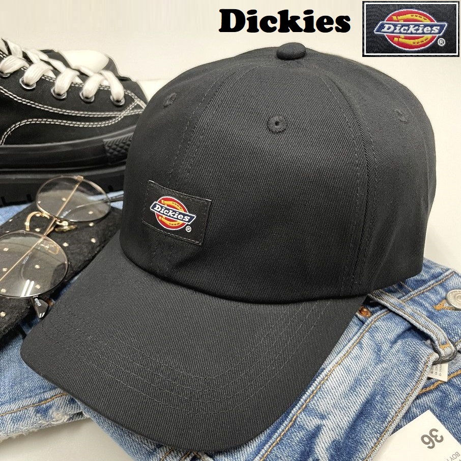 Dickies ブラック キャップ アウトドア キャンプ 野球帽子 バイク トラック ゴルフ スポーツ 春夏秋冬 ロゴワッペン ディッキーズ