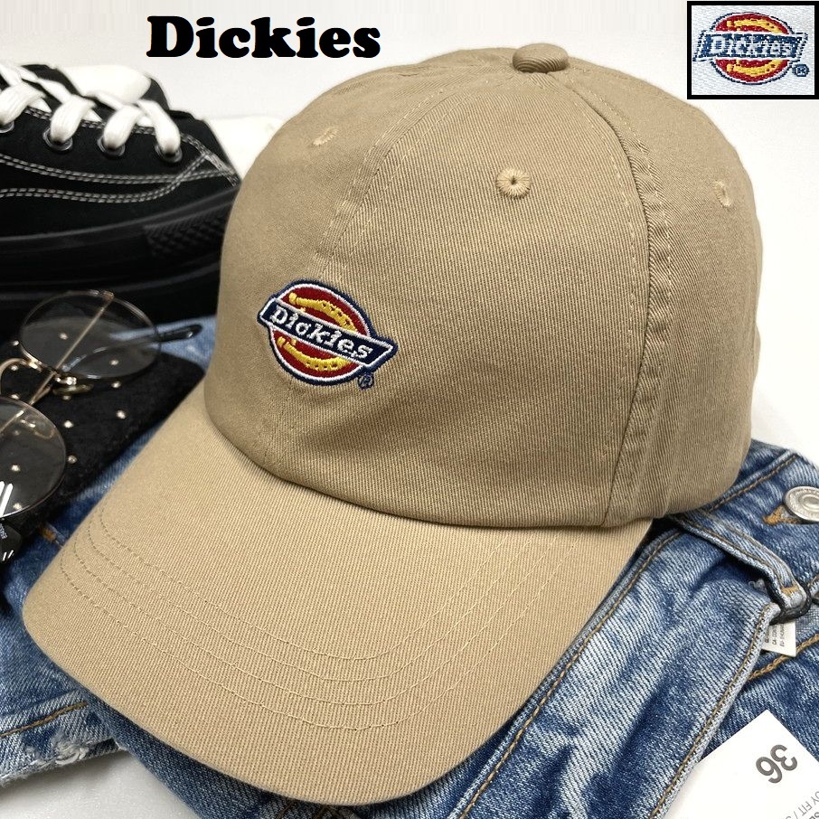Dickies ベージュ キャップ アウトドア キャンプ 野球帽子 バイク トラック ゴルフ スポーツジム 春夏秋冬 ロゴ刺繍 ディッキーズ