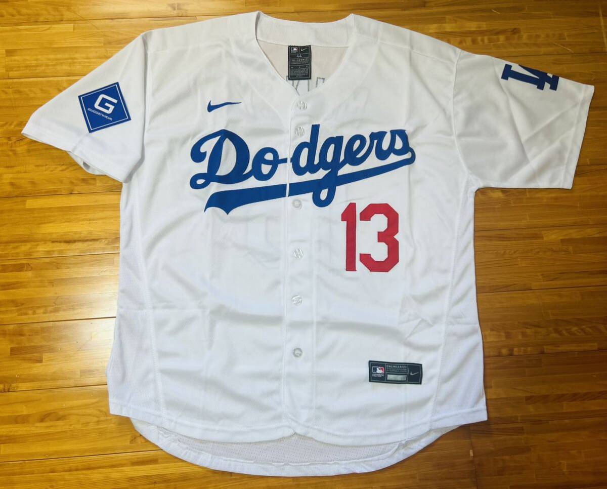 MLB ドジャース　マックス・マンシー　ユニフォーム　FLEXBASE Lサイズ ホーム　スポンサーロゴ付き　大谷翔平