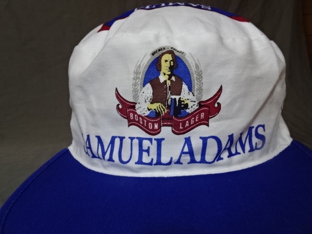 激レア USA購入 アメリカ企業モノ 地ビール会社 【Boston Beer Company】【Samuel Adams】ロゴプリント入り 簡易キャップ 白青 中古品